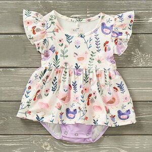 BABY GIRL DRESS WITH CUTE CHICKEN PRINT